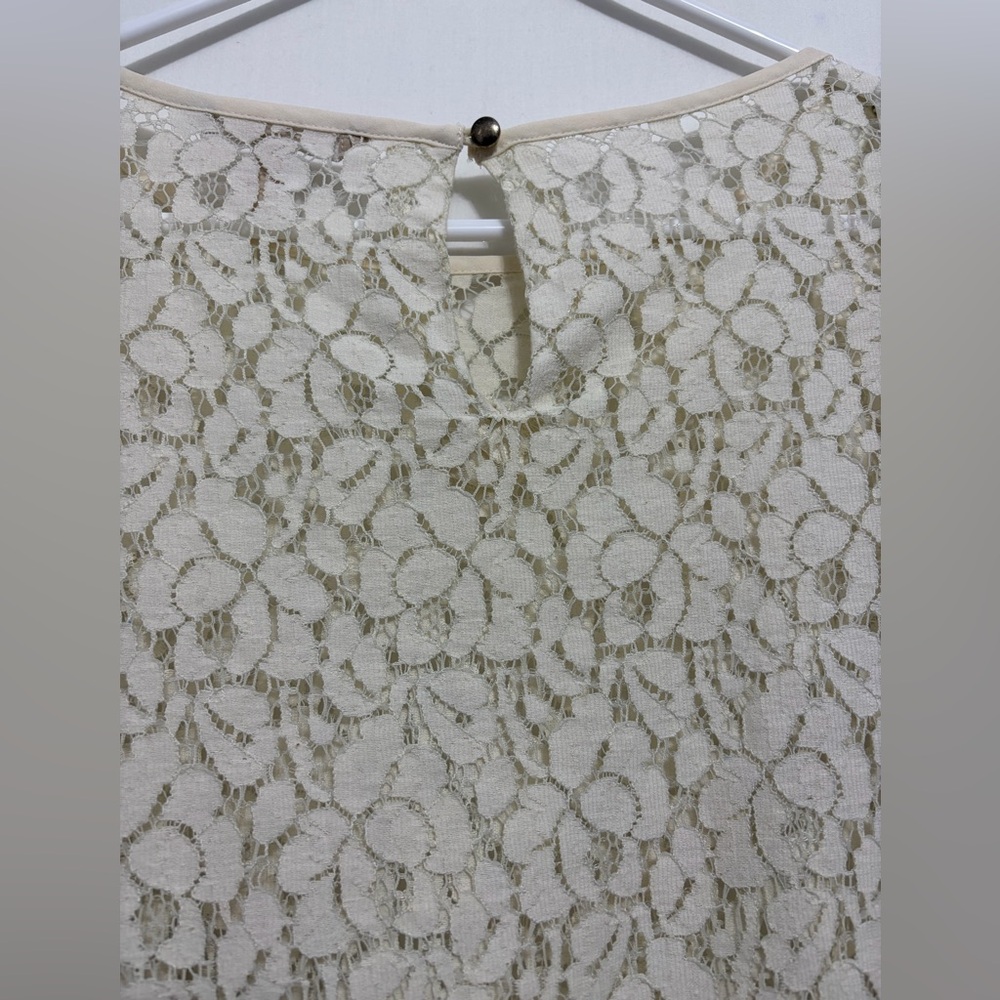 Banana Republic Lace Blouse XS Cream Floral Long Sleeve Elegant Top(A470)✨ - Picture 12 of 14
